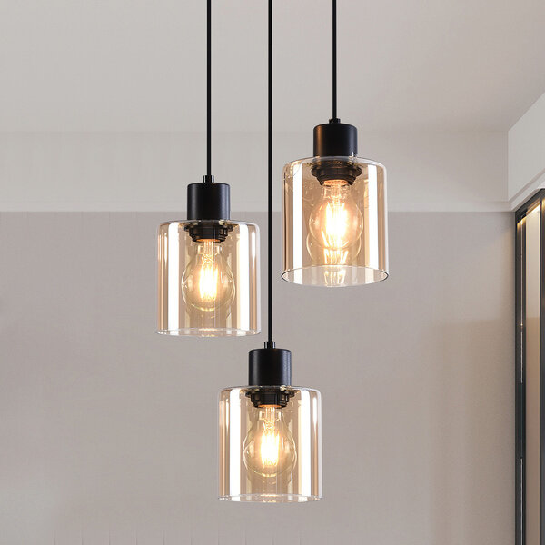 Design hanglamp Pella, 3-lichts - amber glas
