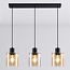 3-lichts hanglamp Palaio - amber glas en zwart
