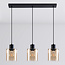 3-lichts hanglamp Palaio - amber glas en zwart