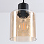 Zwarte hanglamp Palaio met amber glas, 3-lichts