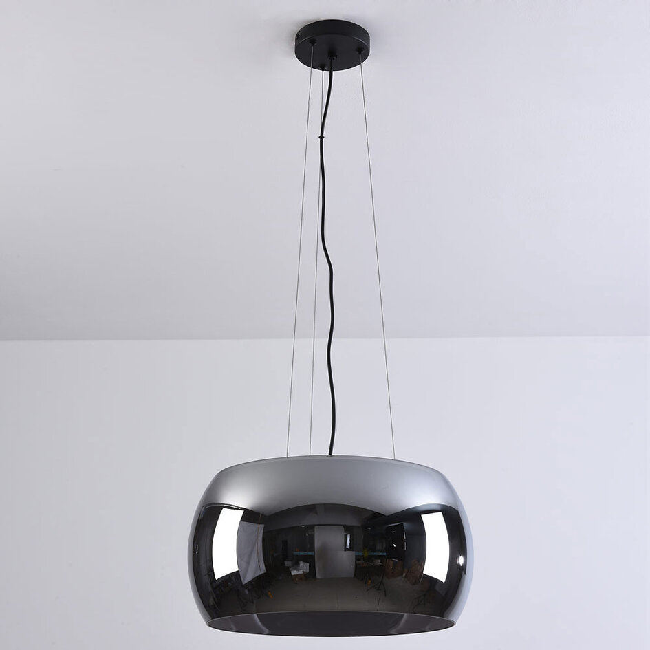 3-lichts hanglamp Serres - smoke glas en zwart