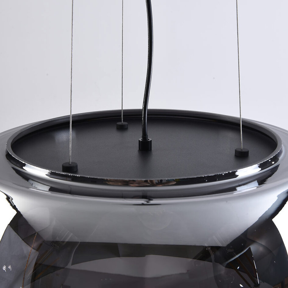 3-lichts hanglamp Serres - smoke glas en zwart