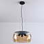 3-lichts hanglamp Serres - amber glas en zwart