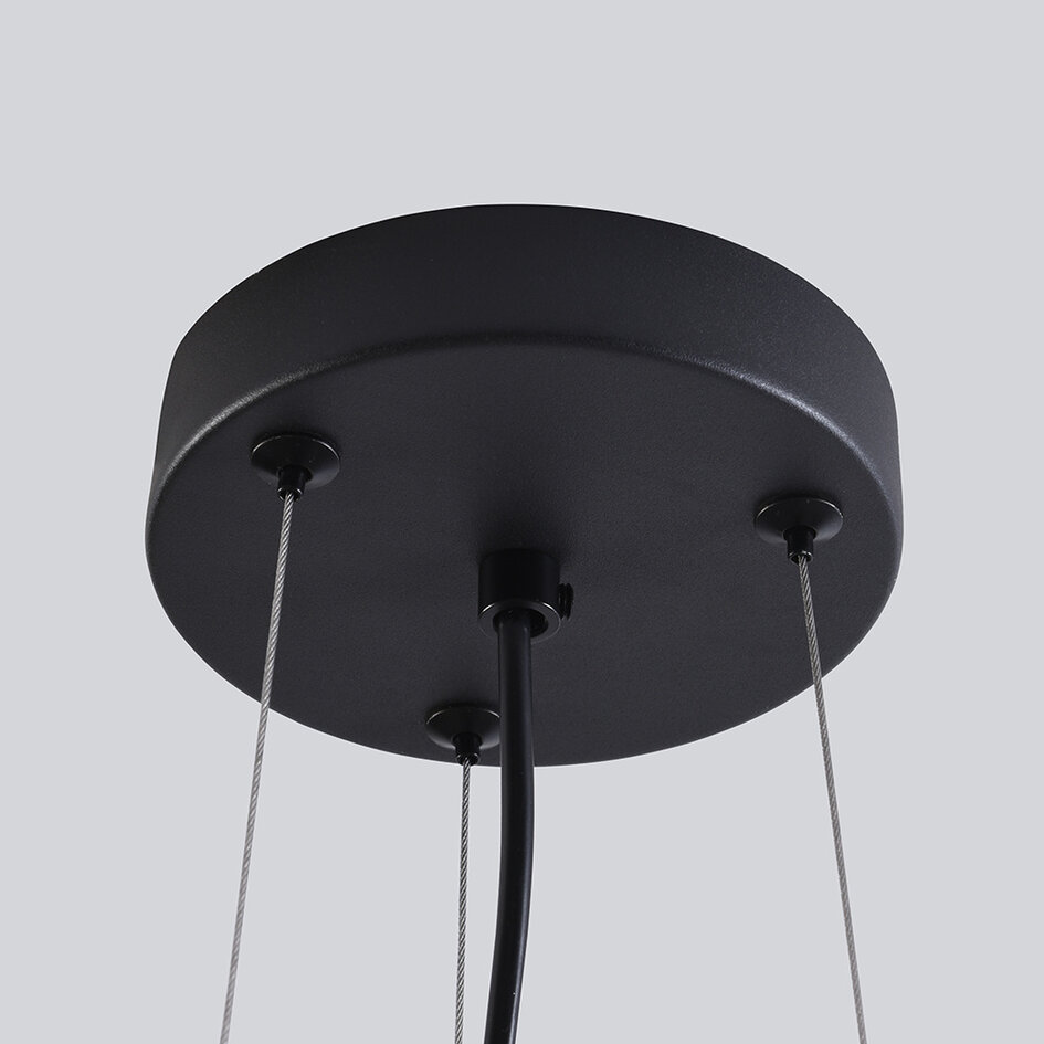 3-lichts hanglamp Serres - amber glas en zwart