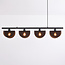 4-lichts hanglamp Morandi - zwart met half open smoke kappen