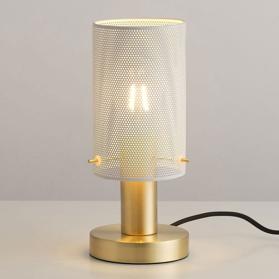 Design tafellamp Mreza in goud met perforaties