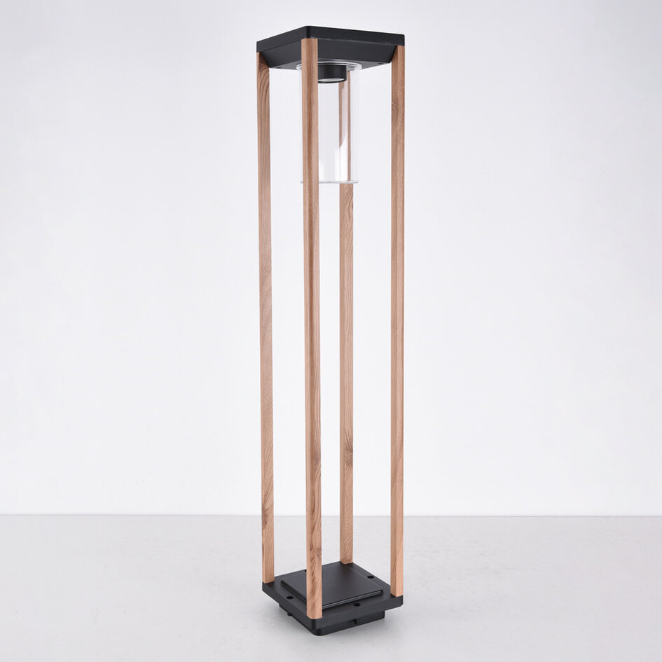 Staande buitenlamp Paca in houtlook - 80 cm