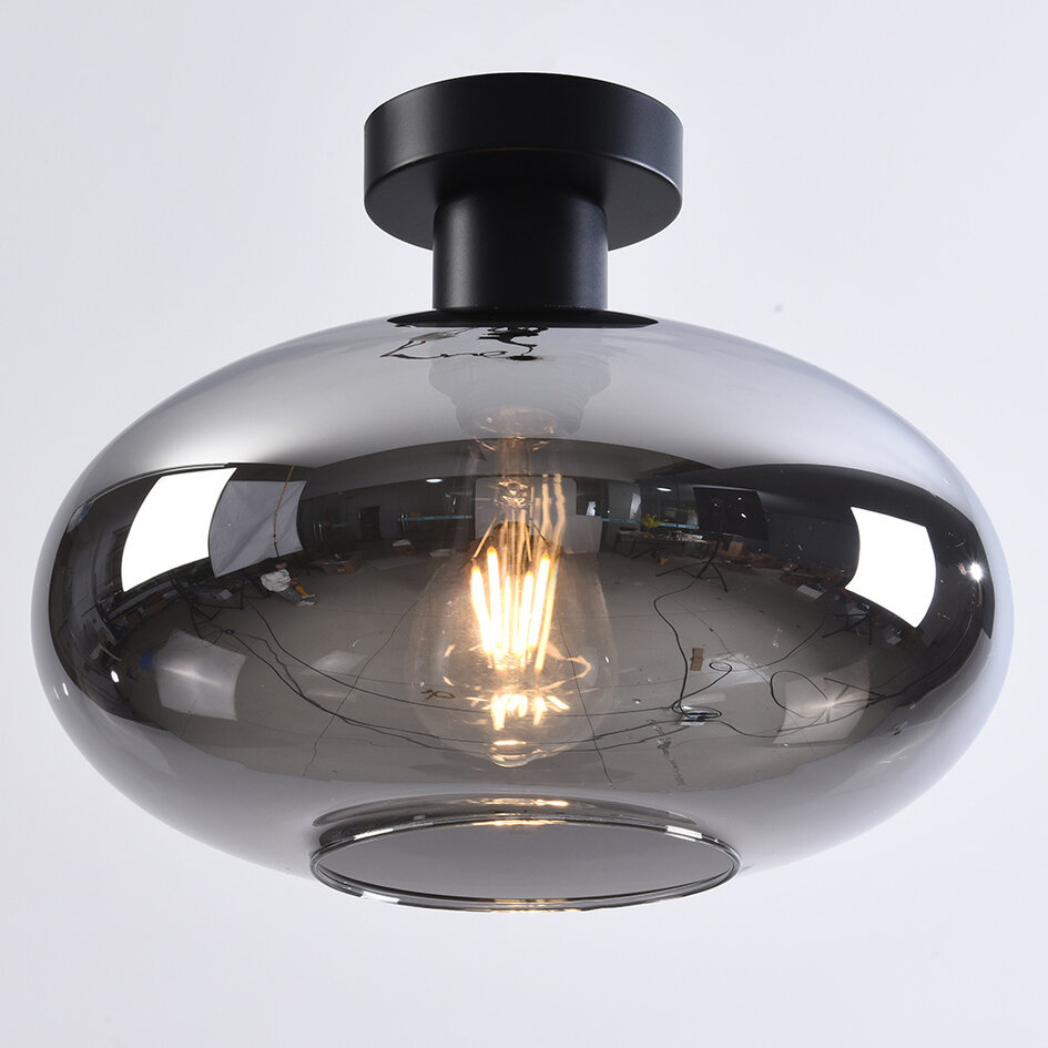 Plafondlamp Veda met rookglas