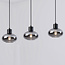 3-lichts hanglamp Vere - smoke glas en zwart