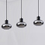 3-lichts hanglamp Vere - smoke glas en zwart