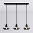 3-lichts hanglamp Vere - smoke glas en zwart