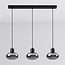 3-lichts hanglamp Vere - smoke glas en zwart