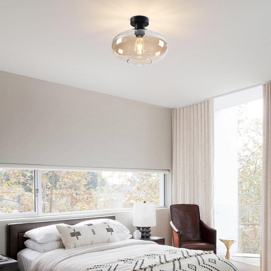 Plafondlamp Veda met amber glas