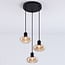 Moderne 3-lichts hanglamp Vida - amber glas en zwart