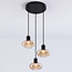 Moderne hanglamp met amber glas, 3-lichts - Vida