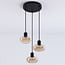 Moderne 3-lichts hanglamp Vida - amber glas en zwart