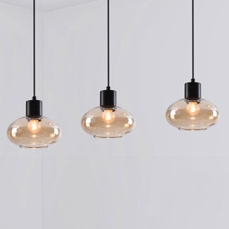 Hanglamp Vere met amber glas, 3-lichts