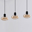 3-lichts hanglamp Vere - amber glas en zwart