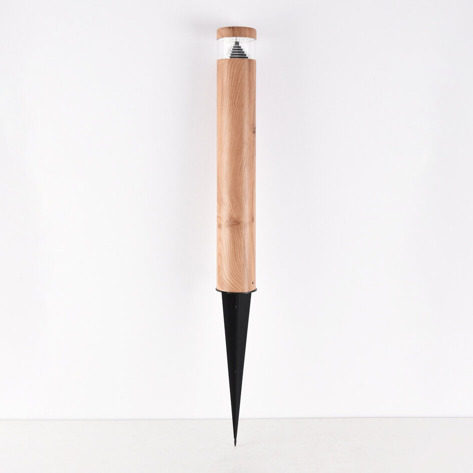 Staande buitenlamp Tadeo met grondpin - donkere houtkleur