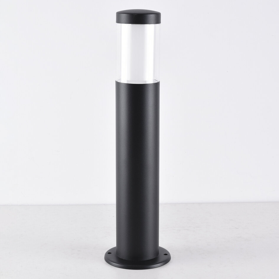 Staande buitenlamp Leandre met melkwitte kap - 44 cm zwart met geïntegreerde LED