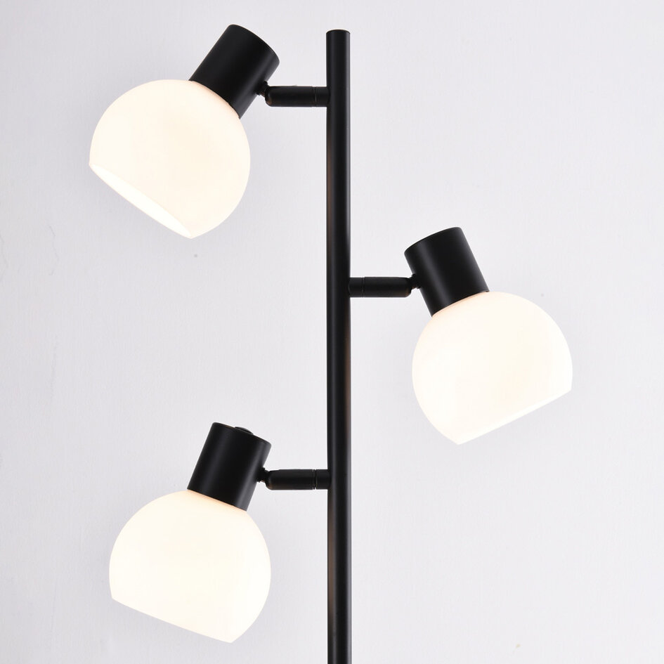 Vloerlamp Pieta met melkwit glas - draaibaar