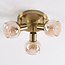 3-lichts plafondspot Peri - amber glas en messing goud