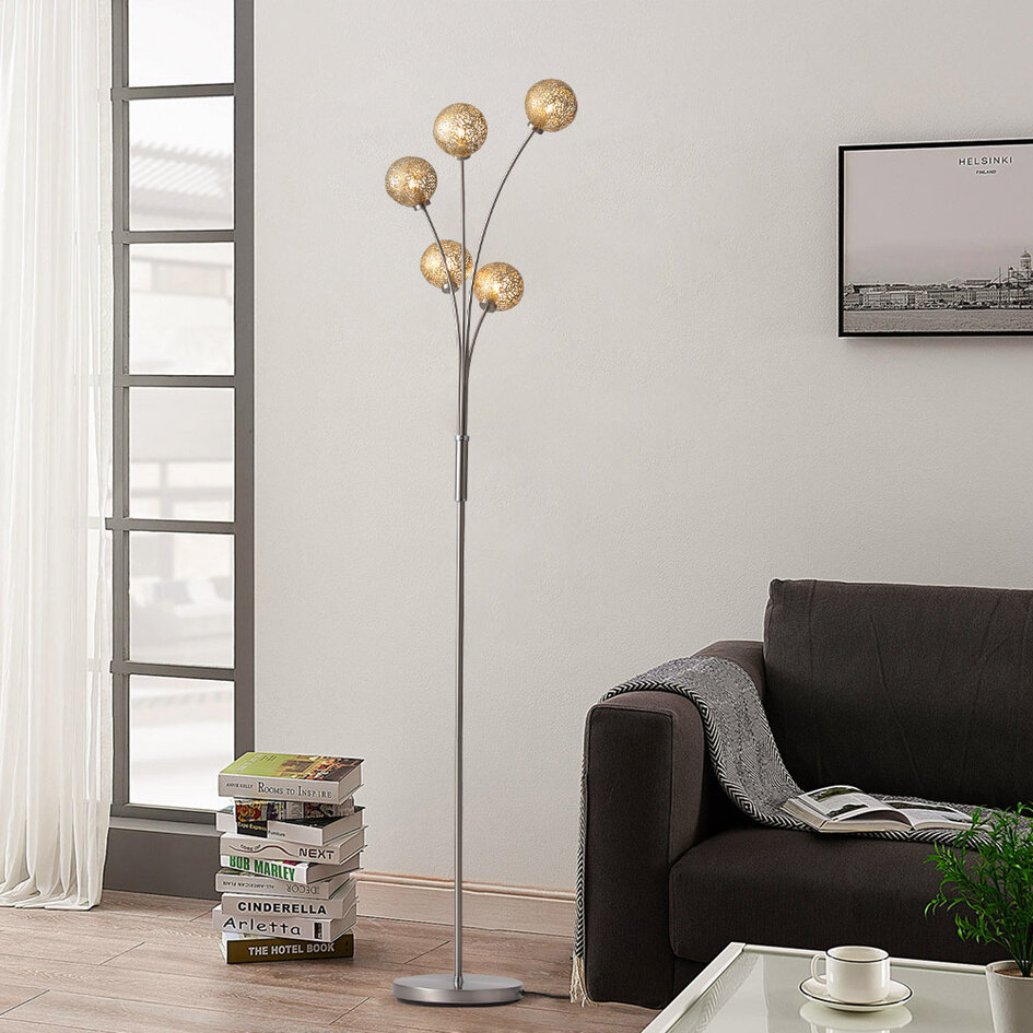 Moderne staande lamp goud, 5-lichts - Claire