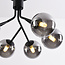 6-lichts plafondlamp Leon - smoke glas met spiegeleffect en zwart
