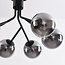 6-lichts plafondlamp Leon - smoke glas met spiegeleffect en zwart