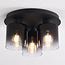3-lichts plafondlamp Lyo - smoke glas met verloop en zwart