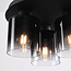 Zwarte plafondlamp Lyo in rookglas met verloop, 3-lichts