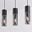 3-lichts hanglamp Esila - smoke glas en zwart langwerpig