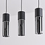 3-lichts hanglamp Esila - smoke glas en zwart langwerpig