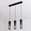 3-lichts hanglamp Esila - smoke glas en zwart langwerpig