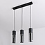 3-lichts hanglamp Esila - smoke glas en zwart langwerpig