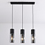 3-lichts hanglamp Esila - smoke glas en zwart langwerpig