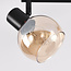 Zwarte plafondlamp in amber glas met 4 spots - Pela