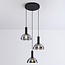 3-lichts hanglamp Fares - smoke glas en zwart