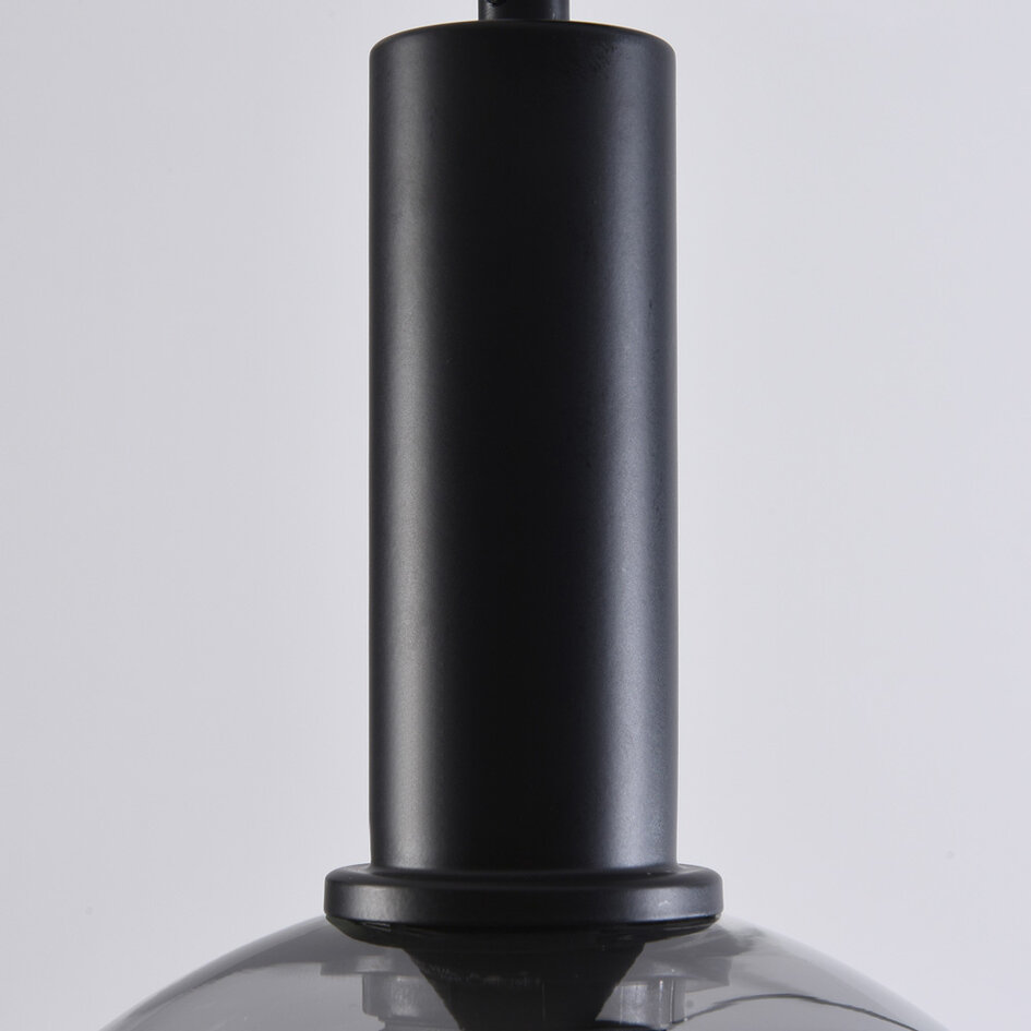 Hanglamp zwart met smoke glas, 3-lichts - Fares