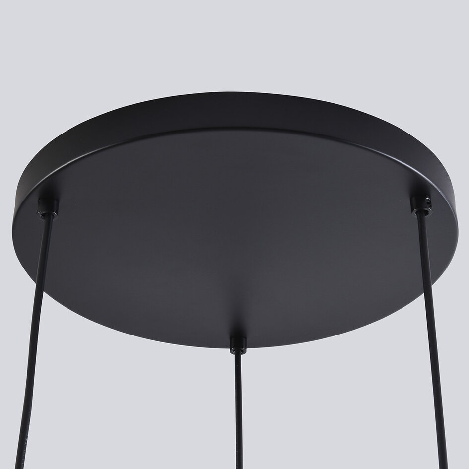 Hanglamp zwart met smoke glas, 3-lichts - Fares