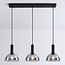 Zwarte hanglamp met smoke glas, 3-lichts - Filiz