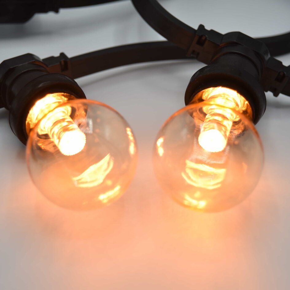 Prikkabel set met 2 watt dimbare LED lampen met grote kap en lens
