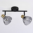 2-lichts plafondspot Kaio - smoke glas en messing goud