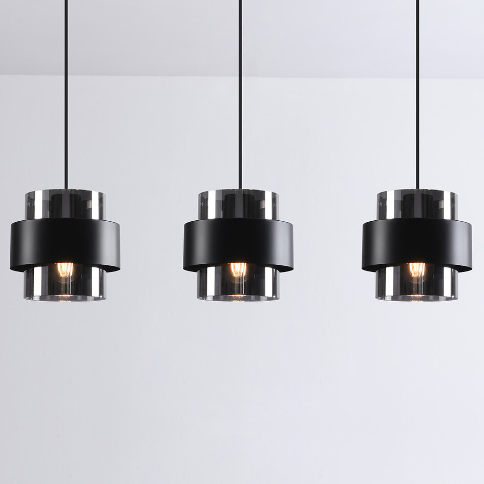 Moderne hanglamp met smoke glas - Faey