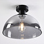Plafondlamp Feija - smoke glas met half open kap
