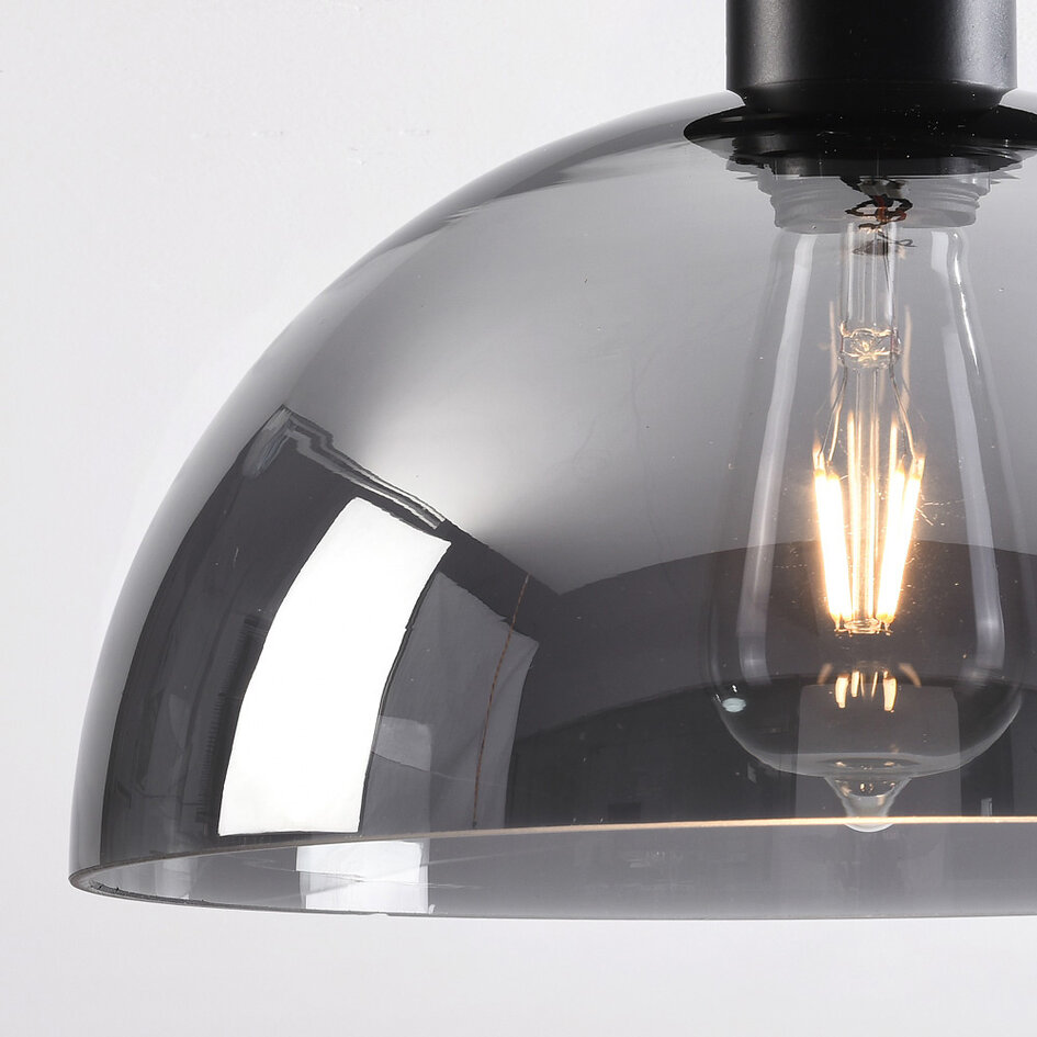 Plafondlamp Feija - smoke glas met half open kap