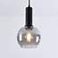 Hanglamp Inara - smoke glas en zwart, ronde kap