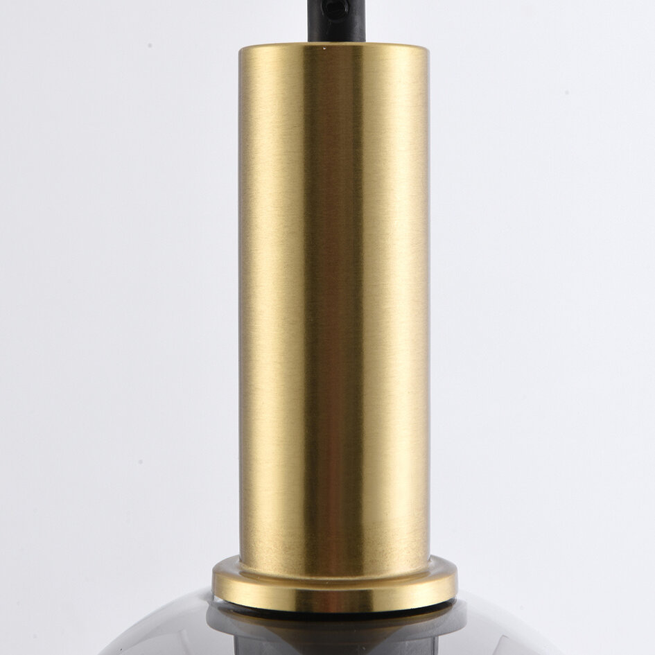 Hanglamp Inara - smoke glas en goud, ronde kap