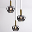 3-lichts hanglamp Ismay - smoke glas in appelvorm, goud