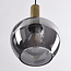 3-lichts hanglamp Ismay - smoke glas in appelvorm, goud
